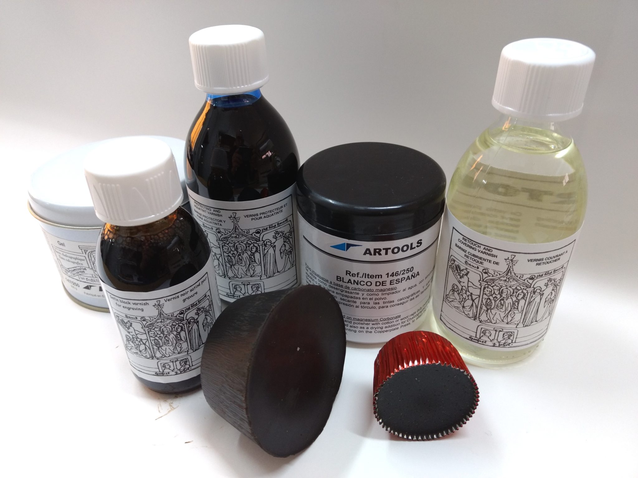 Plate oils, Grounds, Powders and Gel