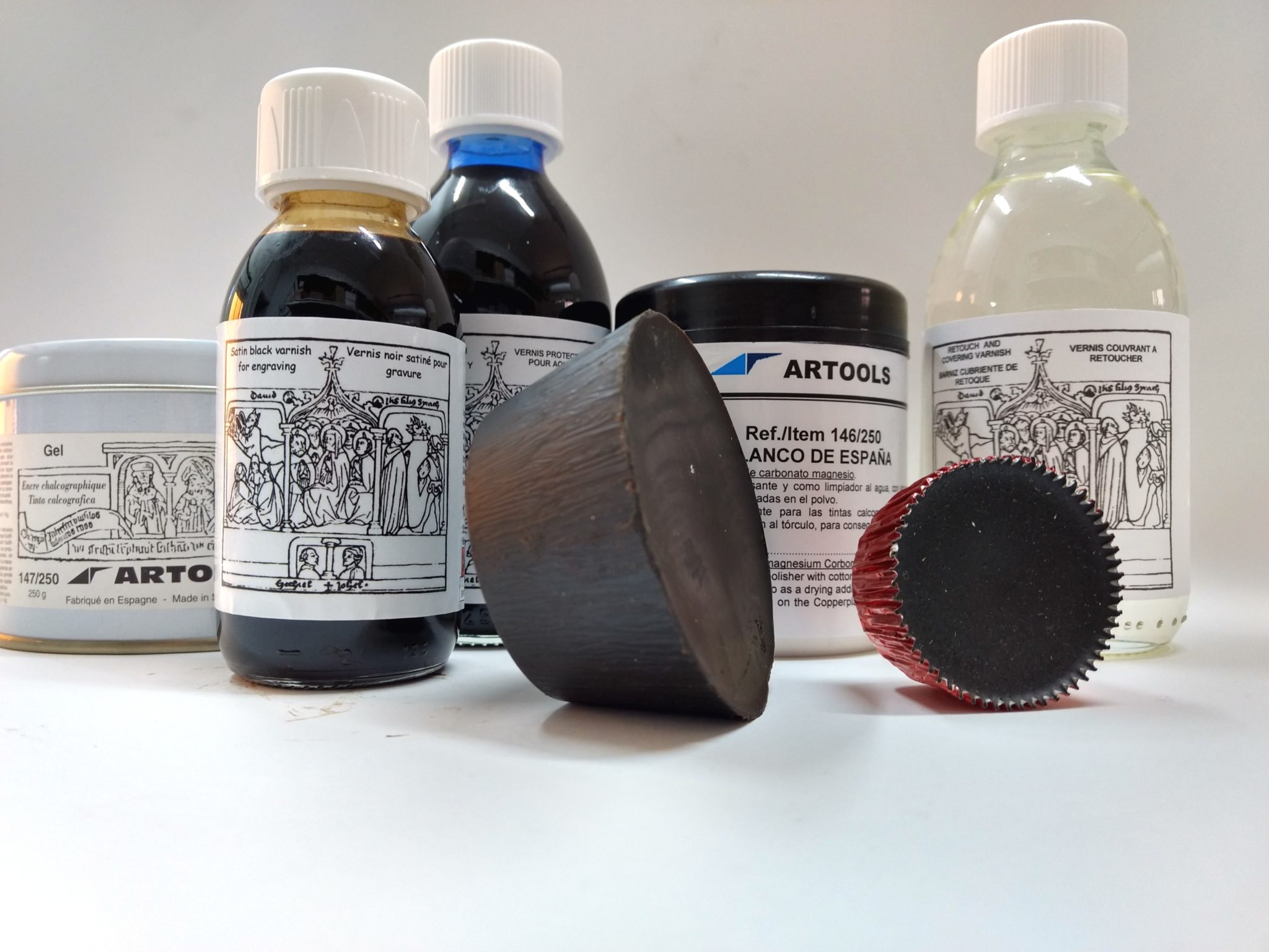 Plate oils, Grounds, Inks, Waxes and Powders